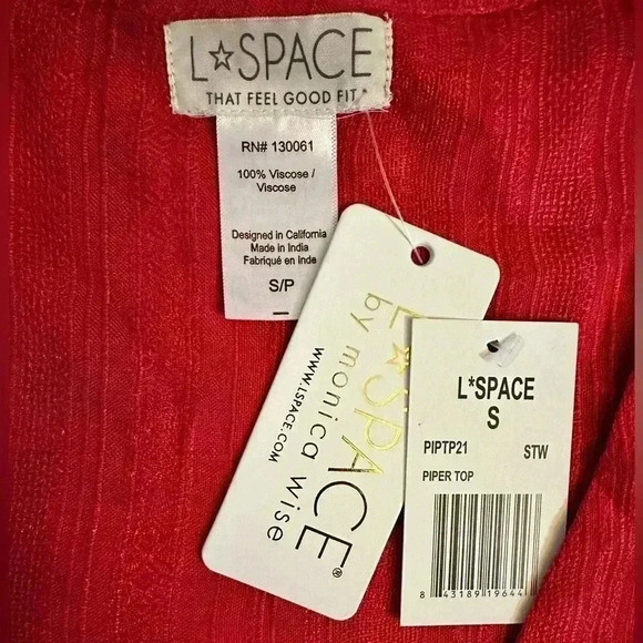 L*Space NWT Piper Red Crop Top Tie Front Small - Picture 5 of 6